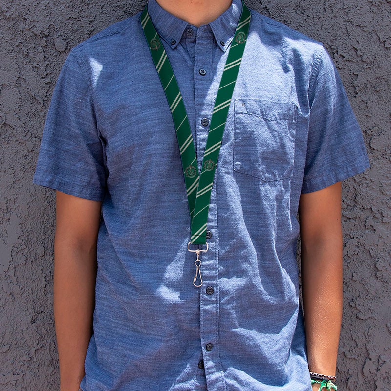 Buckle Down Buckle-Down unisex adults Lanyard - 1.0"" Slytherin Crest/Stripe5 Green/Gray Key Chain  Multicolor  One Size US - Image 2